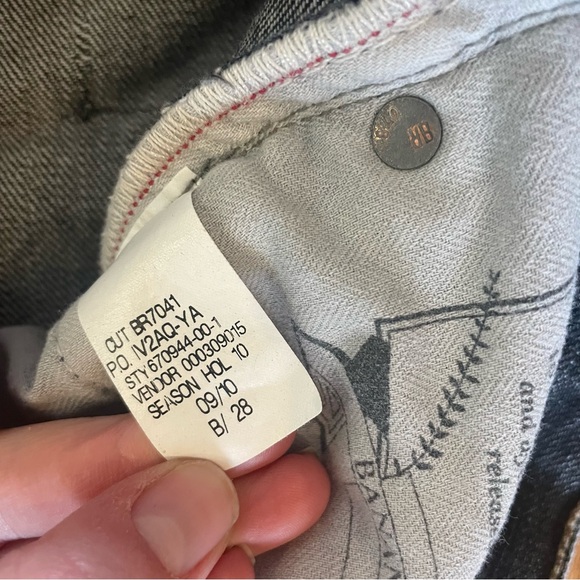 BANANA REPUBLIC Men’s Black Jeans Straight Leg Distressed Denim Size 33 x 32 - Picture 6 of 9